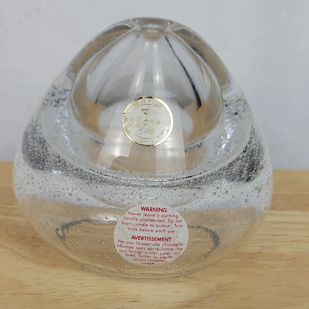 Crystal Clear Polish Mouth Blown Bubble Glass Votive Candle Holder 4